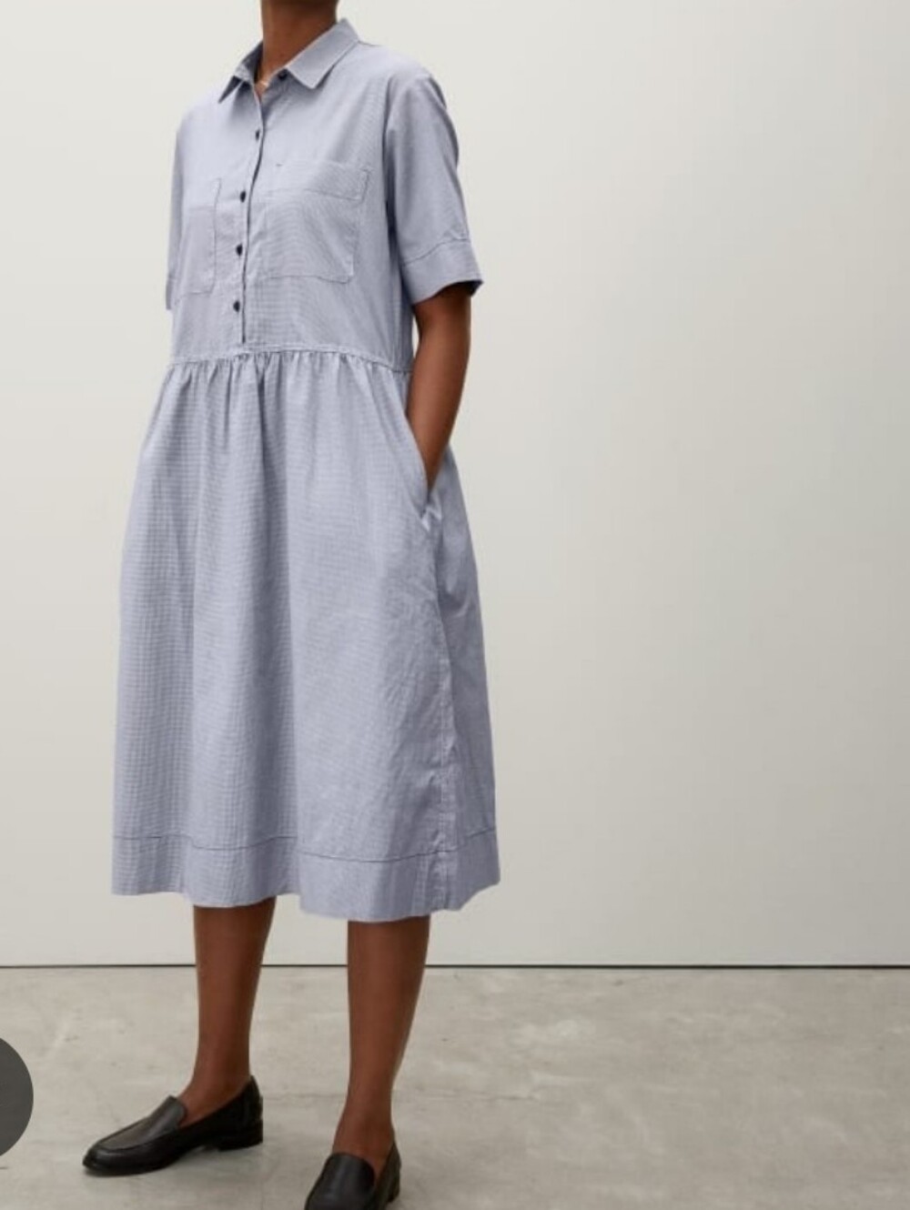 Everlane Cotton Light Blue Short-Sleeve Midi Shirt Dressve